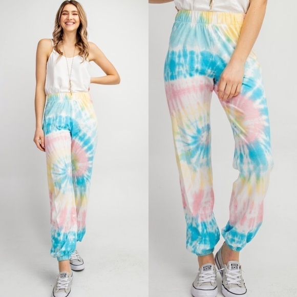SWIRL Tie Dyed Supima Cotton Comfy Pants - Picture 1 of 12